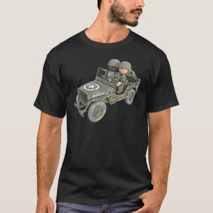 Jeep met 2 cartoon soldaten t-shirt