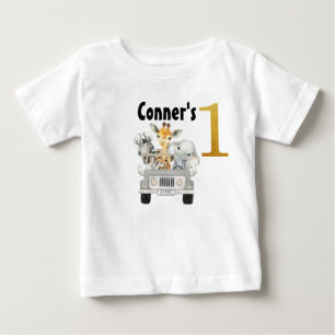 Jeep Safari Animals First Birthday T-Shirt