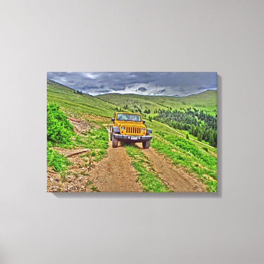 Jeep schilderachtig bergdoek canvas afdruk (Voorkant)