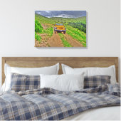 Jeep schilderachtig bergdoek canvas afdruk (Insitu (Slaapkamer))