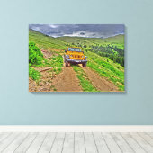 Jeep schilderachtig bergdoek canvas afdruk (Insitu (Houten vloer))