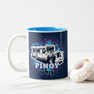 Jeepney Pinoy Vibes Blue Roze Tweekleurige Koffiemok