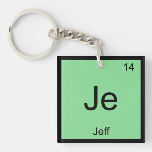 Jeff Name Chemistry Element Periodic Table Sleutelhanger (voorkant)