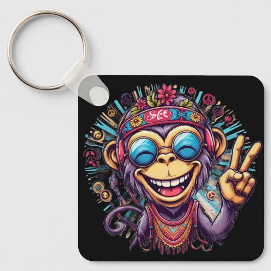 "Jeff the Chill Monkey" Keychain Aluminum Keychain (Voorkant)