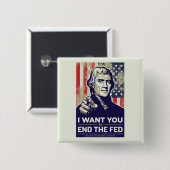 Jefferson End the Fed Vierkante Button 5,1 Cm (Voorkant /achterkant)