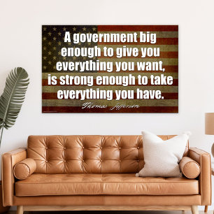 Jefferson - overheid groot genoeg Instant Download Poster