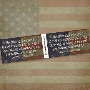 Jefferson Quote on Democracy - BOGO Bumpersticker