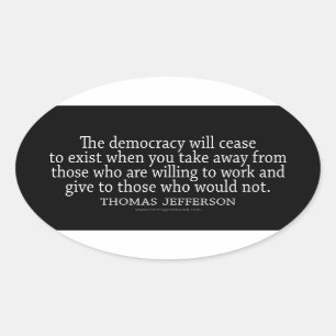 Jefferson Quote over democratie Ovale Sticker