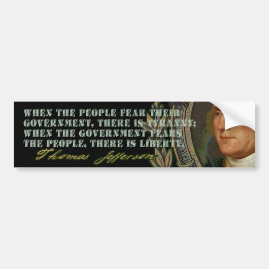 Jefferson Quote: Regering en het volk Bumpersticker (Voorkant)