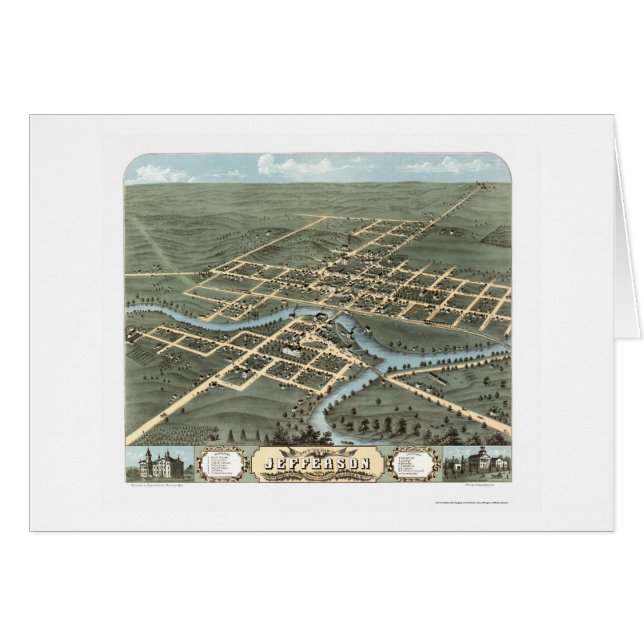 Jefferson, WI Panoramic Map - 1870 (Voorkant Horizontaal)