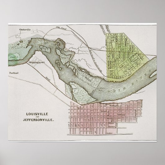 JEFFERSONVILLE, INDIANA: MAP POSTER (Voorkant)