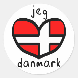 Jeg Elsker Danmark Ronde Sticker