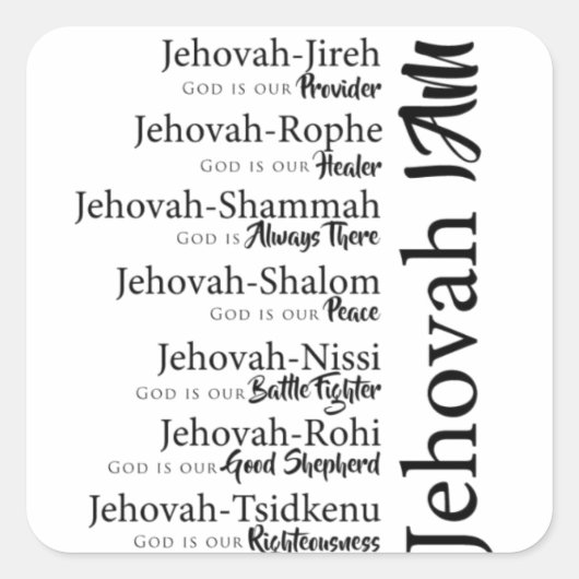 Jehova namen vierkante sticker (Voorkant)