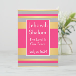 Jehovah Shalom, Goud Grijs Heet Roze Strepen Kaart