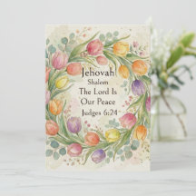 Jehovah Shalom, tulpen eucalyptus speelse kaart