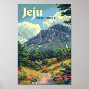 Jeju Zuid-Korea  kunst reisillustratie Poster