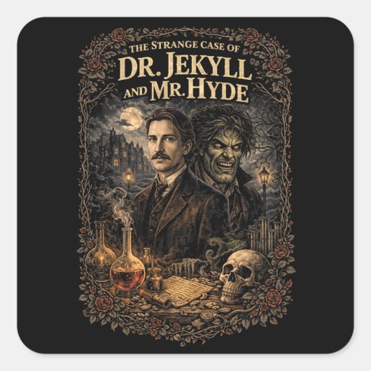 Jekyll and Hyde Vierkante Sticker (Voorkant)