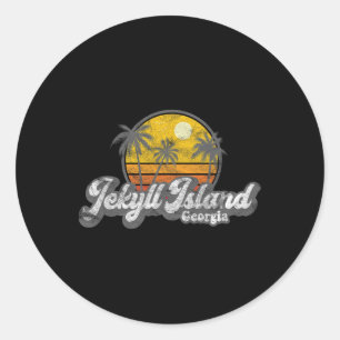 Jekyll Island Ga 70s Retro Vissen Bootvaren Strand Ronde Sticker