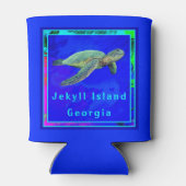 Jekyll Island GA Ocean Blue Majestic Zee Turtle Blikjeskoeler (Achterkant)