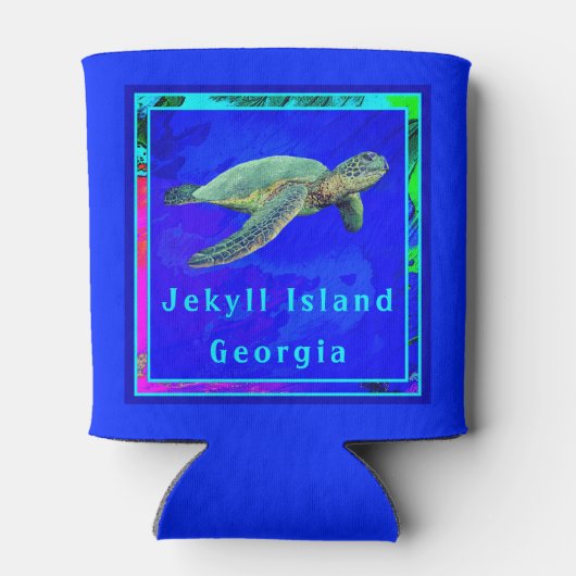 Jekyll Island GA Ocean Blue Majestic Zee Turtle Blikjeskoeler (Achterkant)