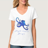 Jekyll Island GA Ocean Blue Octopus T-shirt (Voorkant)