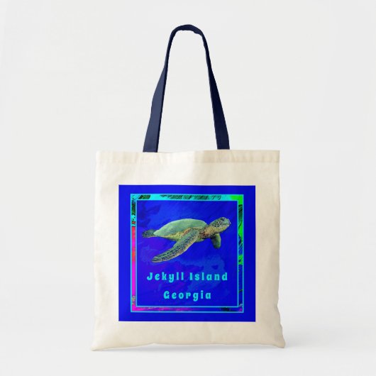Jekyll Island Georgia Ocean Blue Zee Turtle Tote Bag (Voorkant)