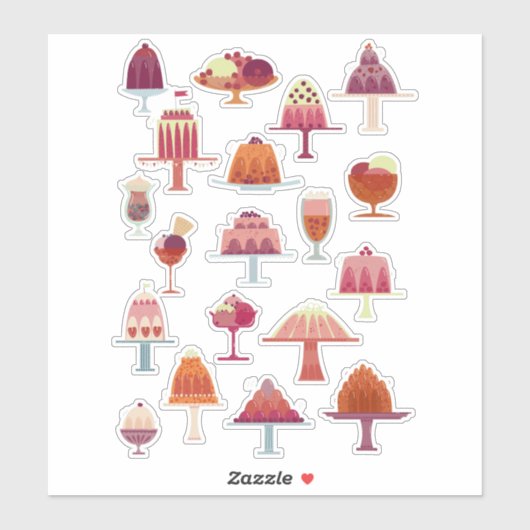 Jellies en ijs dessert sticker (Vel)