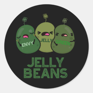 Jelly Beans Funny Jealous Snoep Pun Dark BG Ronde Sticker