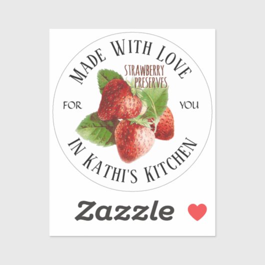 Jelly de fraise Jam Jar Étiquette fait avec un cad (Feuille)