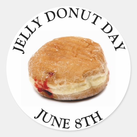 Jelly Donut Day 8e Sticker van de voedselfeestdag (Voorkant)