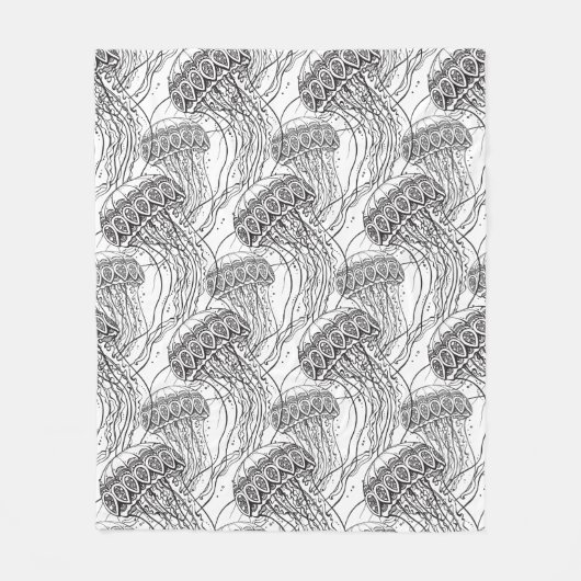 Jelly Fish Doodle Fleece Deken (Voorkant)