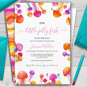 Jelly Fish Roze Geel Gradiënt Pastel Baby shower Kaart