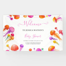 Jelly Fish Roze Geel Gradiënt Pastel Baby shower