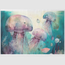 Jelly Fish Waterverf Decoupage tissuepapier