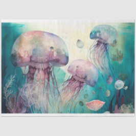Jelly Fish Waterverf Decoupage tissuepapier