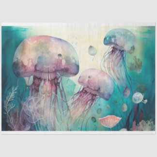 Jelly Fish Waterverf Decoupage tissuepapier