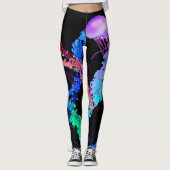 Jellyfish 2.0 op zwart - Leggings (Voorkant)