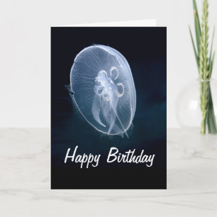 Jellyfish Bright Translucent Blue Birthday Kaart
