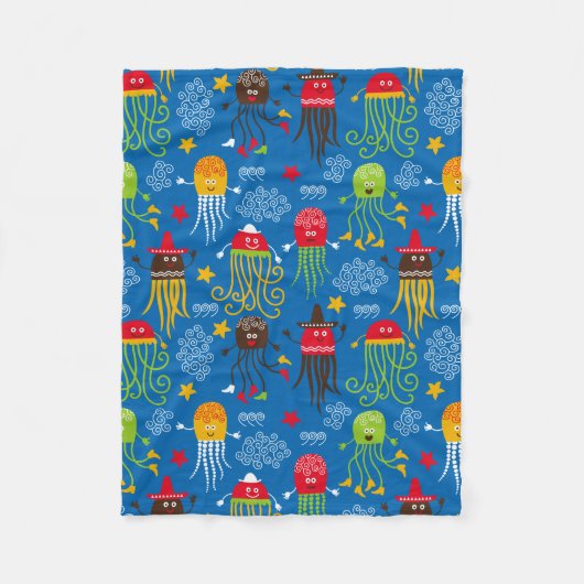 Jellyfish en Octopus Fleece Deken (Voorkant)