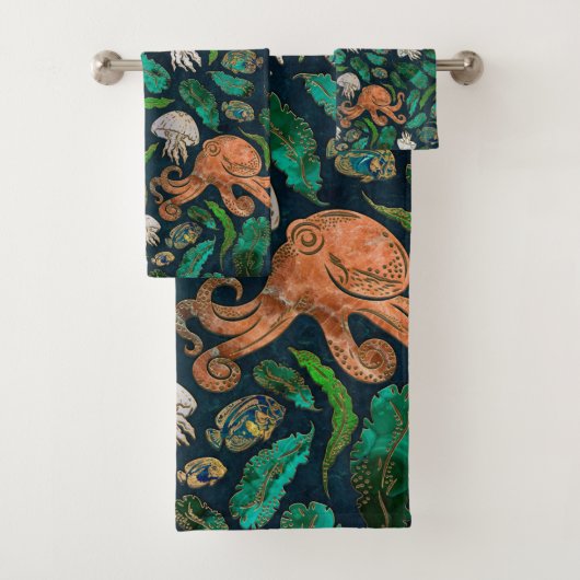 Jellyfish en Octopus Pattern Bad Handdoek (Insitu)