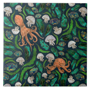 Jellyfish en Octopus Pattern Tegeltje