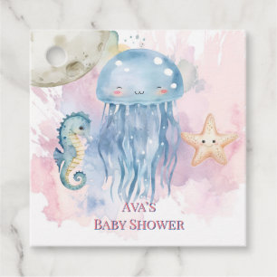 Jellyfish & Friends Pastel Baby shower Bedankt Bedankjes Labels