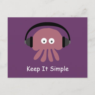 Jellyfish & headphones Keep It Simple Briefkaart