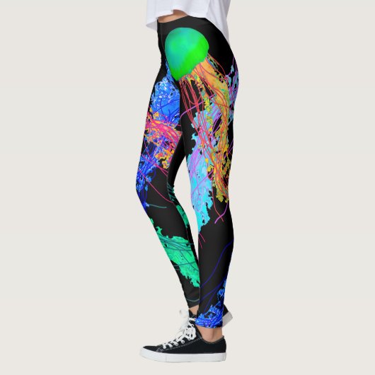 Jellyfish on Black - Leggings (Gauche)