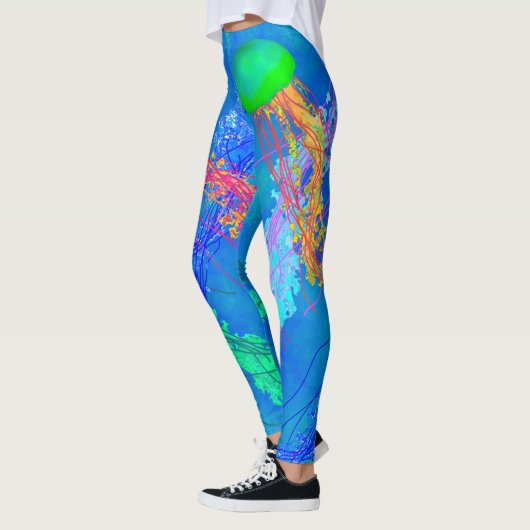 Jellyfish on Blue - Leggings (Gauche)