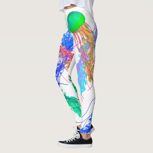 Jellyfish on White - Leggings (Gauche)