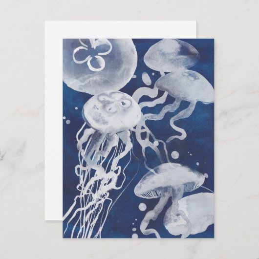 Jellyfish op marineachtergrond briefkaart (Voorkant / Achterkant)