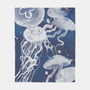 Jellyfish op marineachtergrond fleece deken