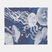 Jellyfish op marineachtergrond fleece deken (Voorkant (Horizontaal))