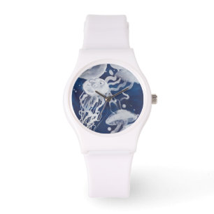 Jellyfish op marineachtergrond horloge
